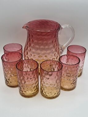 Amberina Coin Dot Pitcher Set